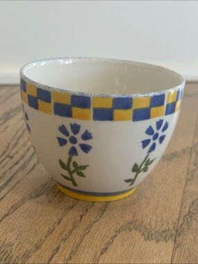 Laura Ashley Annabel Hand Decorated Blue and Yellow Ceramic Open Sugar Bowl